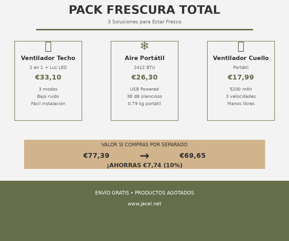 Pack 3 en 1: Frío Total para Casa + Bolsillo + Cuello