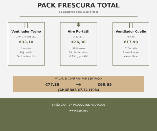 Pack 3 en 1: Frío Total para Casa + Bolsillo + Cuello
